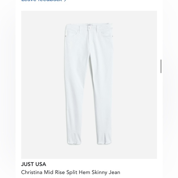 White skinny jeans with split hem on front - Picture 1 of 1